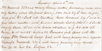 06 April 1880 journal entry